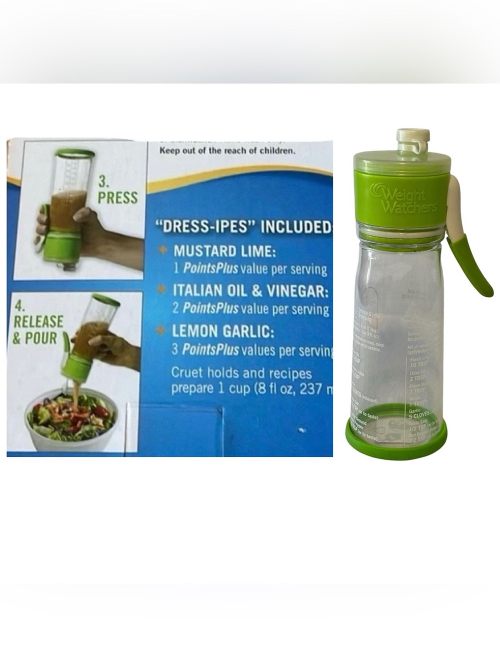 Salad Dressing Cruet Weight Watchers BPA FREE Be Green NWOT No box